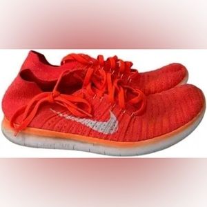 NIKE Womens Free RN Flyknit 831070-801 Hyper Orange Running Shoes Size 6.5-
